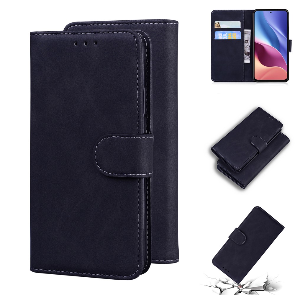 Wallet Stand Flip Leather Phone Case for Xiaomi Redmi K40/K40 Pro/Poco F3 - Black-8