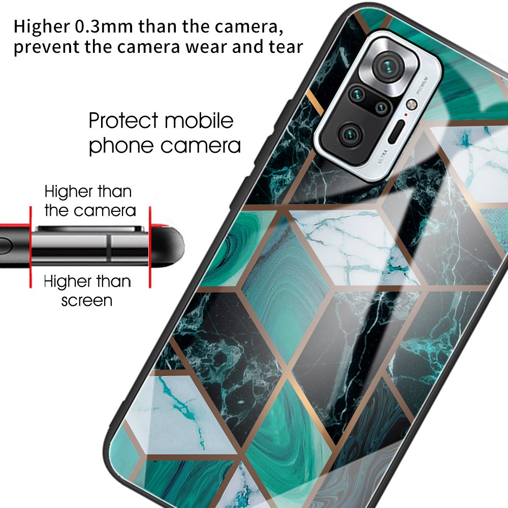 Glass Temprato in Marmo A Prova di Shock + Custodia Per Telefono TPU Per Xiaomi Redmi Note 10 Pro Max / Redmi Note 10 Pro - Stile a.