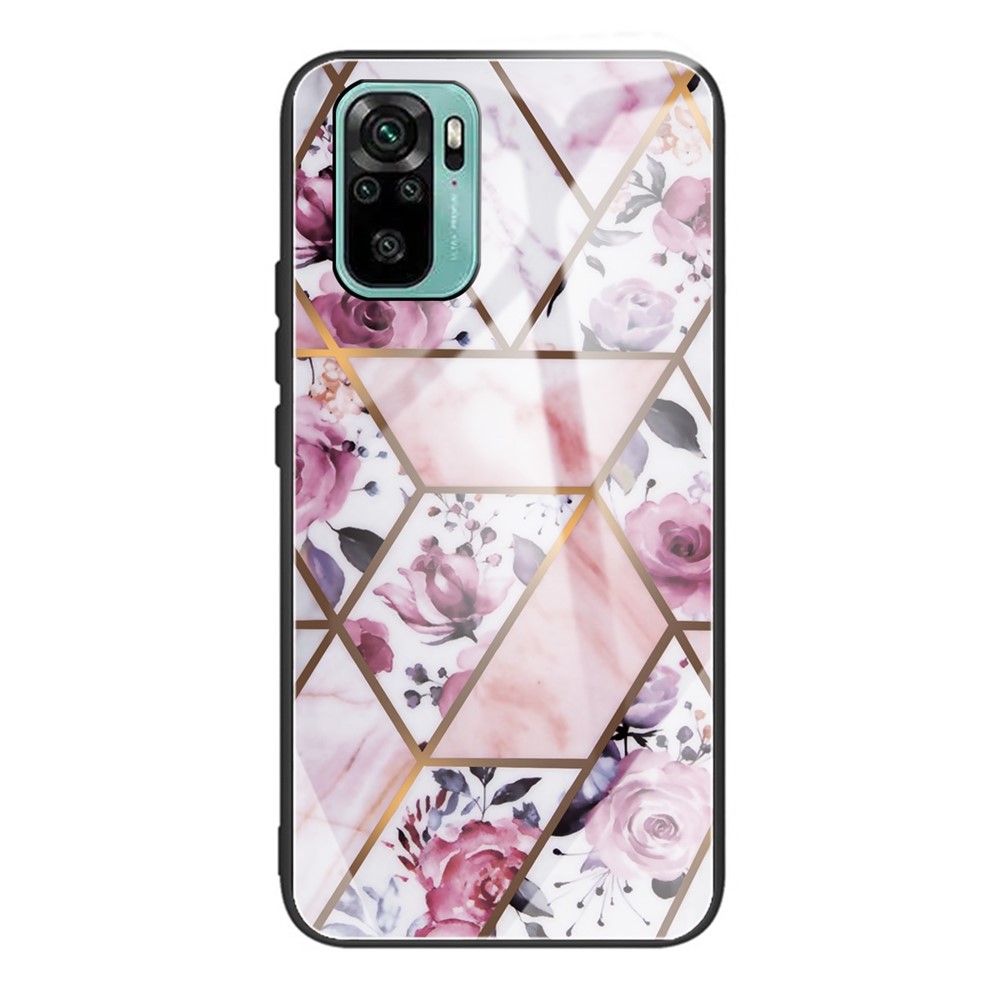 Shockproof Marble Pattern Tempered Glass + TPU Phone Case for Xiaomi Redmi Note 10 4G / Redmi Note 10S - Style A-1