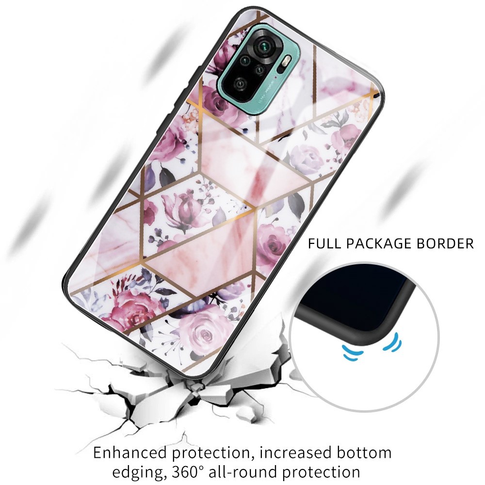 Shockproof Marble Pattern Tempered Glass + TPU Phone Case for Xiaomi Redmi Note 10 4G / Redmi Note 10S - Style A-2