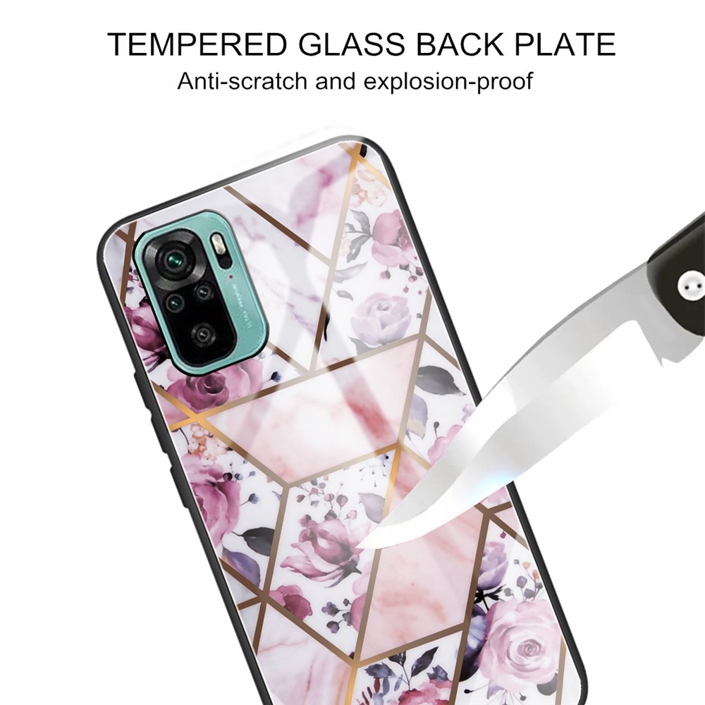Shockproof Marble Pattern Tempered Glass + TPU Phone Case for Xiaomi Redmi Note 10 4G / Redmi Note 10S - Style A-4
