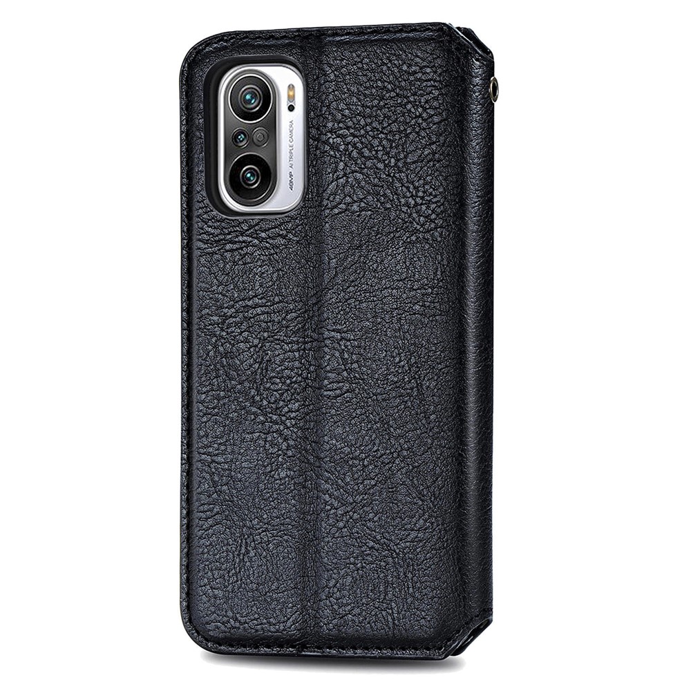 Rhombus Imprinting Design Auto-Absorbed Magnet PU Leather Case with Wallet Stand for Xiaomi Redmi Note 10 Pro Max / Redmi Note 10 Pro (EU Version) - Black-10