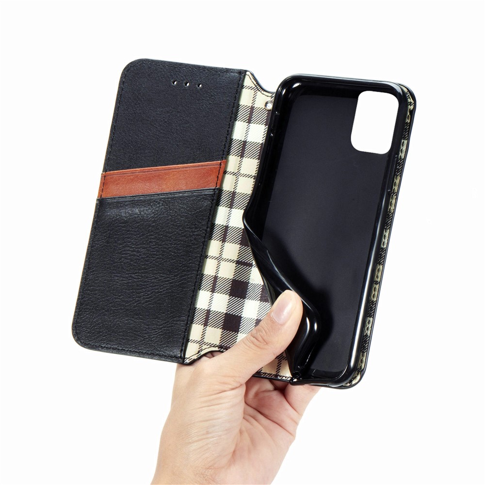 Rhombus Imprinting Design Auto-Absorbed Magnet PU Leather Case with Wallet Stand for Xiaomi Redmi Note 10 Pro Max / Redmi Note 10 Pro (EU Version) - Black-12