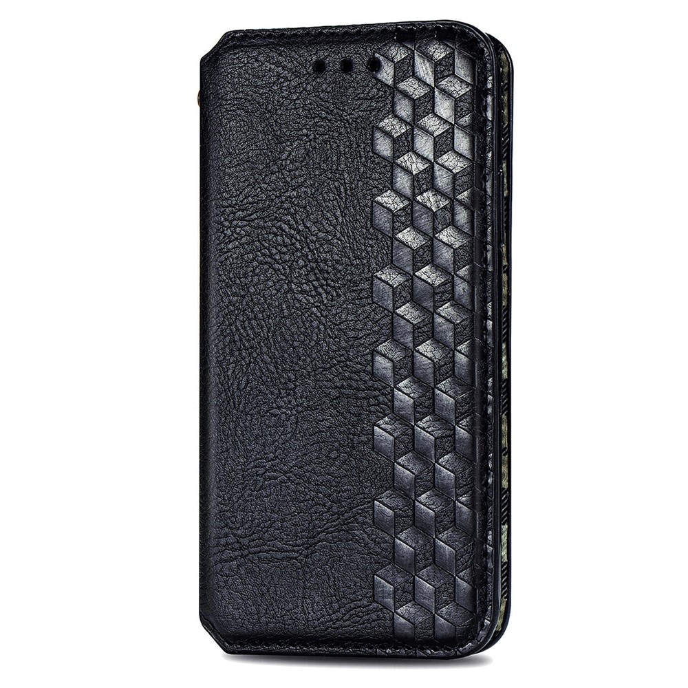 Rhombus Imprinting Design Auto-Absorbed Magnet PU Leather Case with Wallet Stand for Xiaomi Redmi Note 10 Pro Max / Redmi Note 10 Pro (EU Version) - Black-9