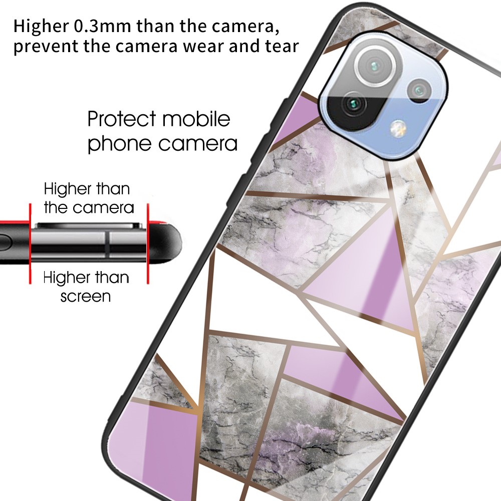 Shockproof Marble Pattern Tempered Glass + TPU Phone Case for Xiaomi Mi 11 Lite 4G / 5G - Style A-3
