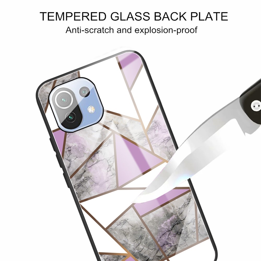 Shockproof Marble Pattern Tempered Glass + TPU Phone Case for Xiaomi Mi 11 Lite 4G / 5G - Style A-4