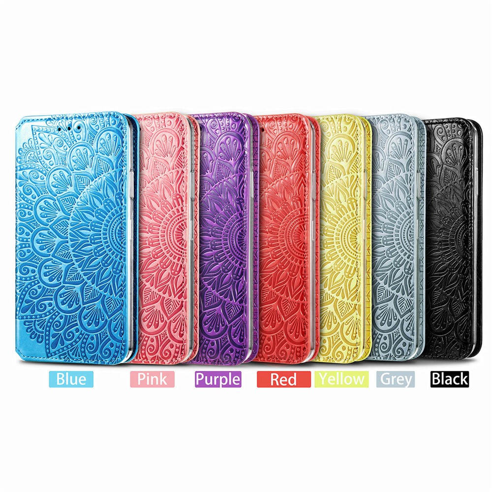 Imprinted Mandala Flower Pattern Auto-absorbed PU Leather Case Stand Wallet for Xiaomi Redmi Note 10 Pro / Redmi Note 10 Pro Max - Black-14