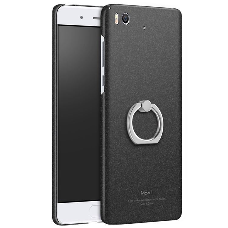 MSVII Ultra-thin Anti-fingerprint Matte Plastic Phone Case with Kickstand for Xiaomi Mi 5s - Black-1