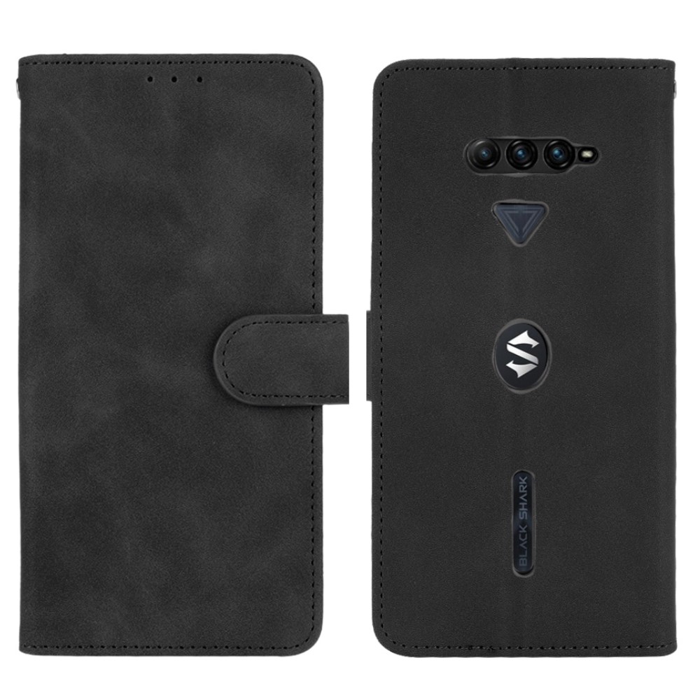 Skin-touch PU Leather Wallet Phone Cover with Supporting Stand for Xiaomi Black Shark 4/Black Shark 4 Pro - Black-1