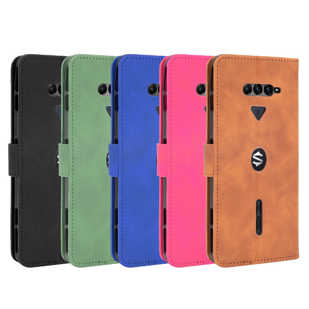 Skin-touch PU Leather Wallet Phone Cover with Supporting Stand for Xiaomi Black Shark 4/Black Shark 4 Pro - Black-10