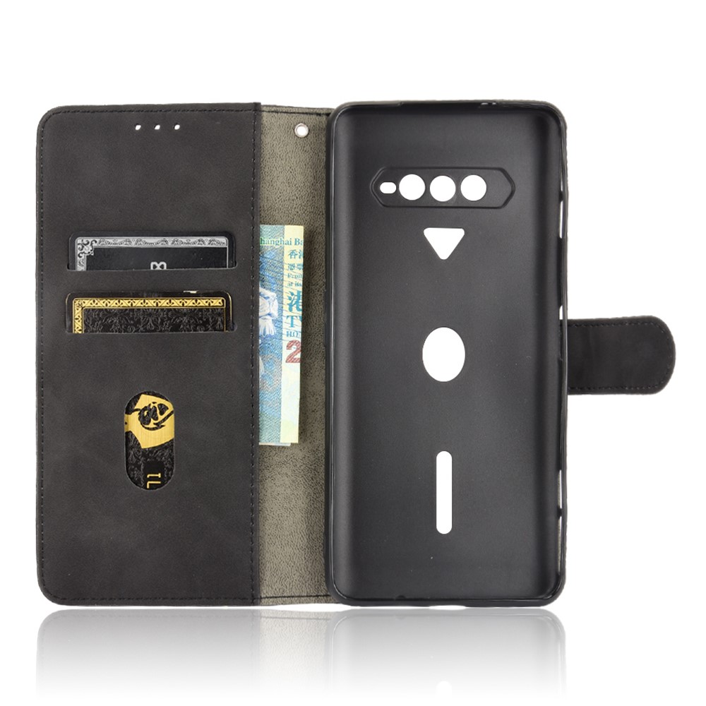 Skin-touch PU Leather Wallet Phone Cover with Supporting Stand for Xiaomi Black Shark 4/Black Shark 4 Pro - Black-3