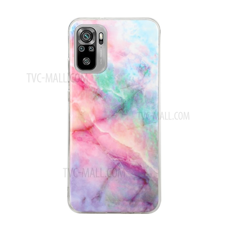 IMD Marble Pattern Printing Anti-drop TPU Back Cover for Xiaomi Redmi Note 10 4G/Redmi Note 10S - Pink/Green Starry Sky-1