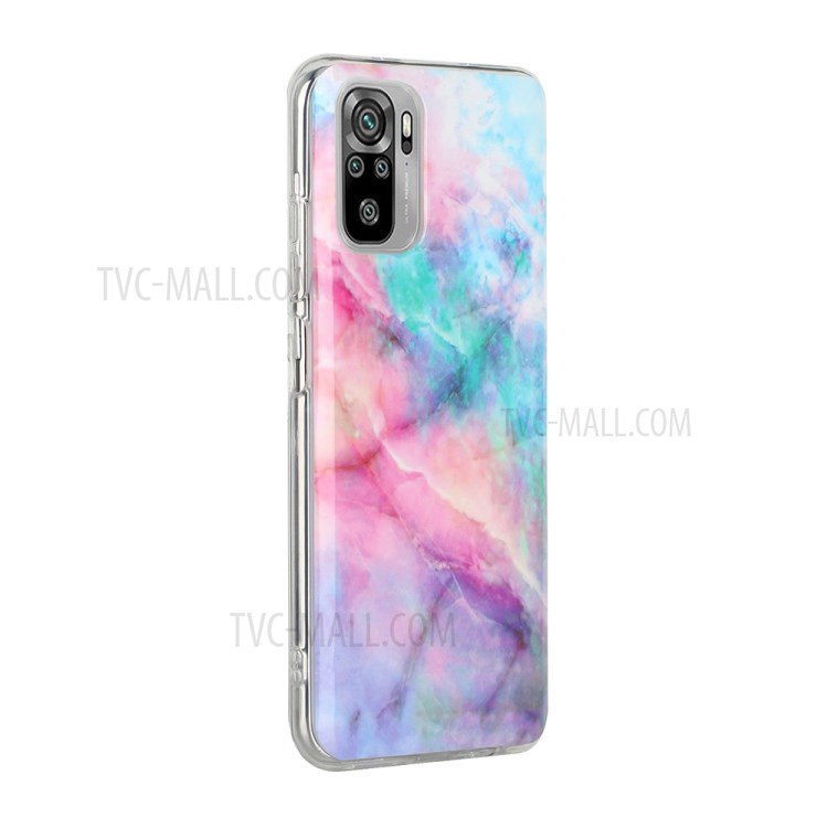 IMD Marble Pattern Printing Anti-drop TPU Back Cover for Xiaomi Redmi Note 10 4G/Redmi Note 10S - Pink/Green Starry Sky-3