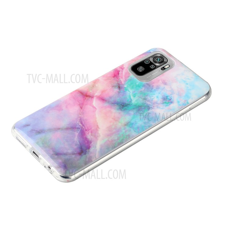 IMD Marble Pattern Printing Anti-drop TPU Back Cover for Xiaomi Redmi Note 10 4G/Redmi Note 10S - Pink/Green Starry Sky-4