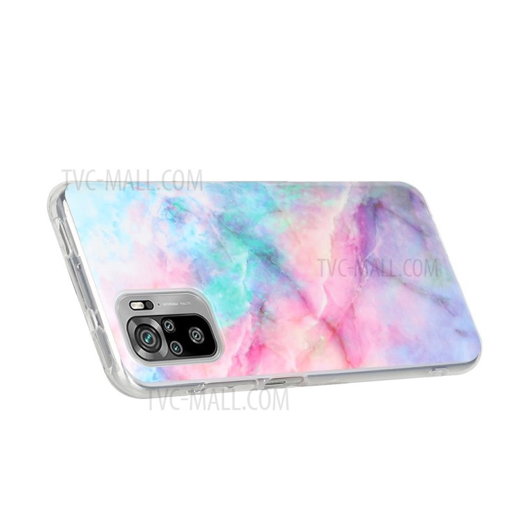 IMD Marble Pattern Printing Anti-drop TPU Back Cover for Xiaomi Redmi Note 10 4G/Redmi Note 10S - Pink/Green Starry Sky-5