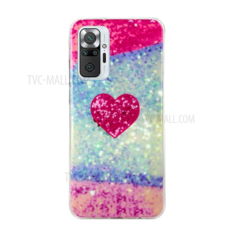 IMD Marble Pattern Printing Anti-Drop TPU Back Cover for Xiaomi Redmi Note 10 Pro/Note 10 Pro Max - Rose Heart-1