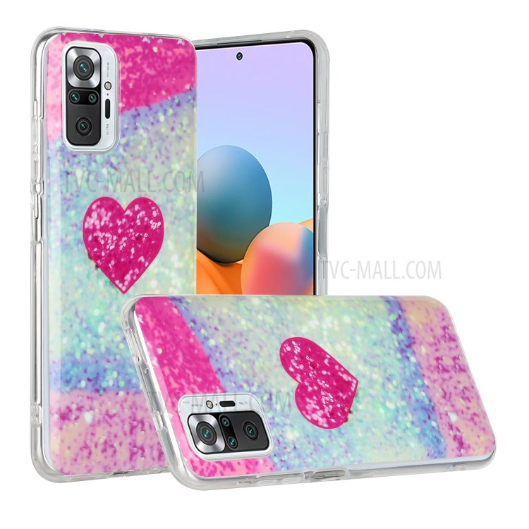 IMD Marble Pattern Printing Anti-Drop TPU Back Cover for Xiaomi Redmi Note 10 Pro/Note 10 Pro Max - Rose Heart-2