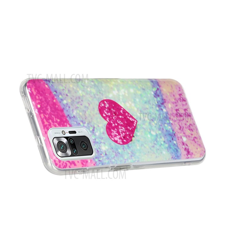 IMD Marble Pattern Printing Anti-Drop TPU Back Cover for Xiaomi Redmi Note 10 Pro/Note 10 Pro Max - Rose Heart-5