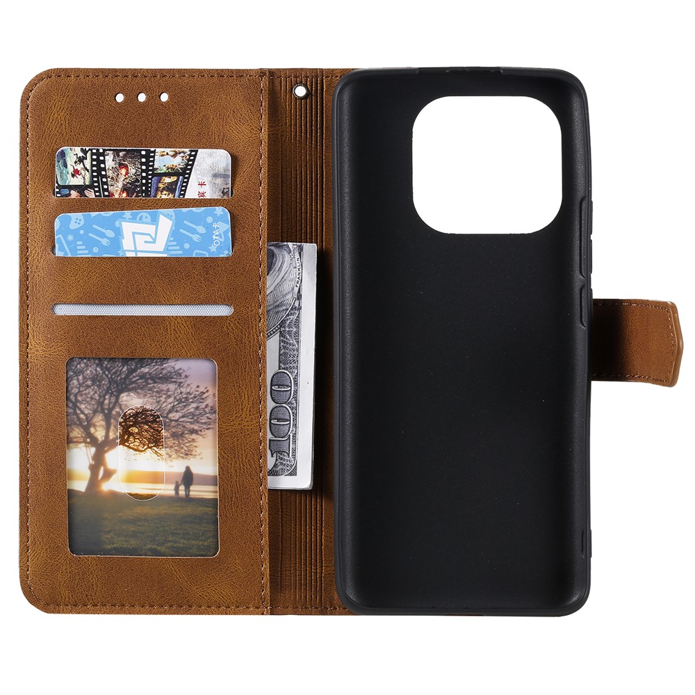 Splicing Stitching Skin-touch PU Leather Case Stand Protector Cover for Xiaomi Mi 11 Pro - Brown-3