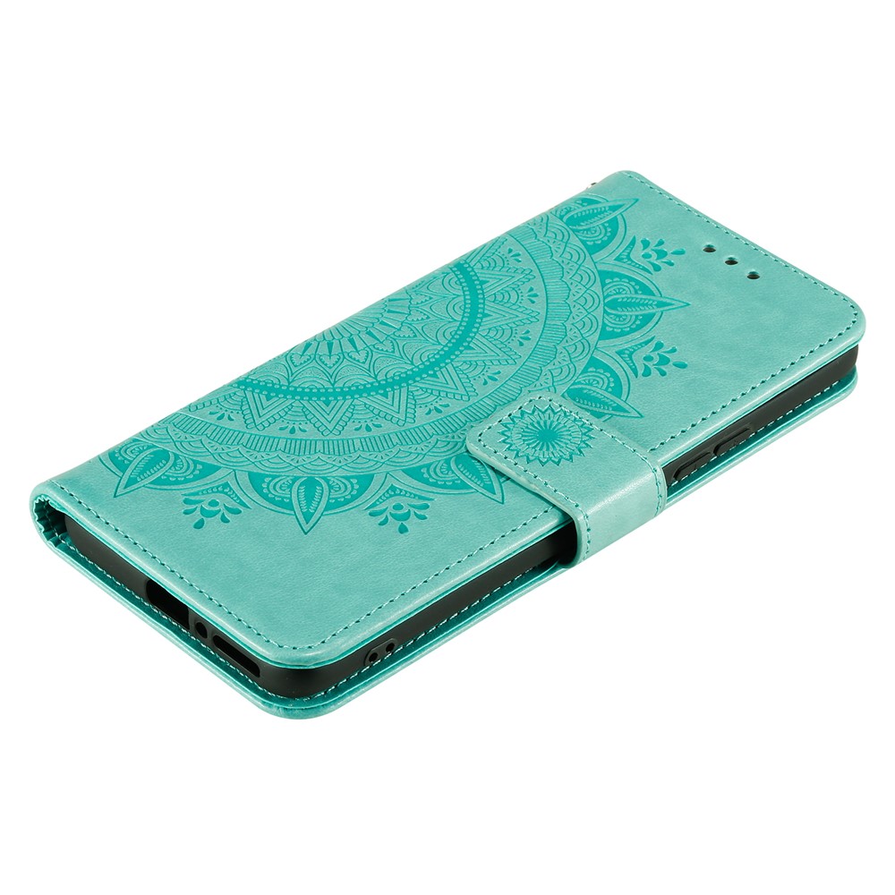 Imprinted Mandala Flower Wallet Stand Leather Case for Xiaomi Mi 11 Pro - Green-6