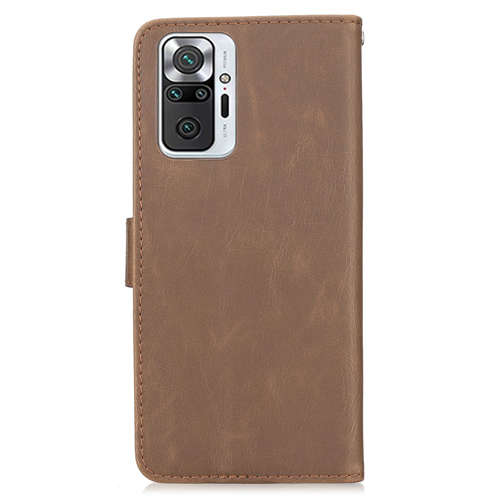 Retro Style Crazy Horse Texture Leather Cover with Wallet Case Design for Xiaomi Redmi Note 10 Pro - Coffee-3