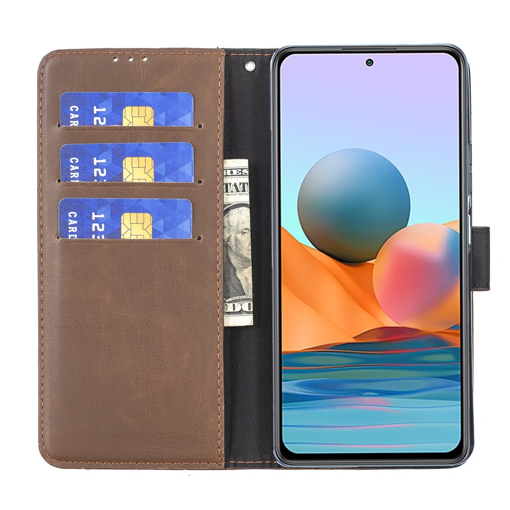 Retro Style Crazy Horse Texture Leather Cover with Wallet Case Design for Xiaomi Redmi Note 10 Pro - Coffee-6