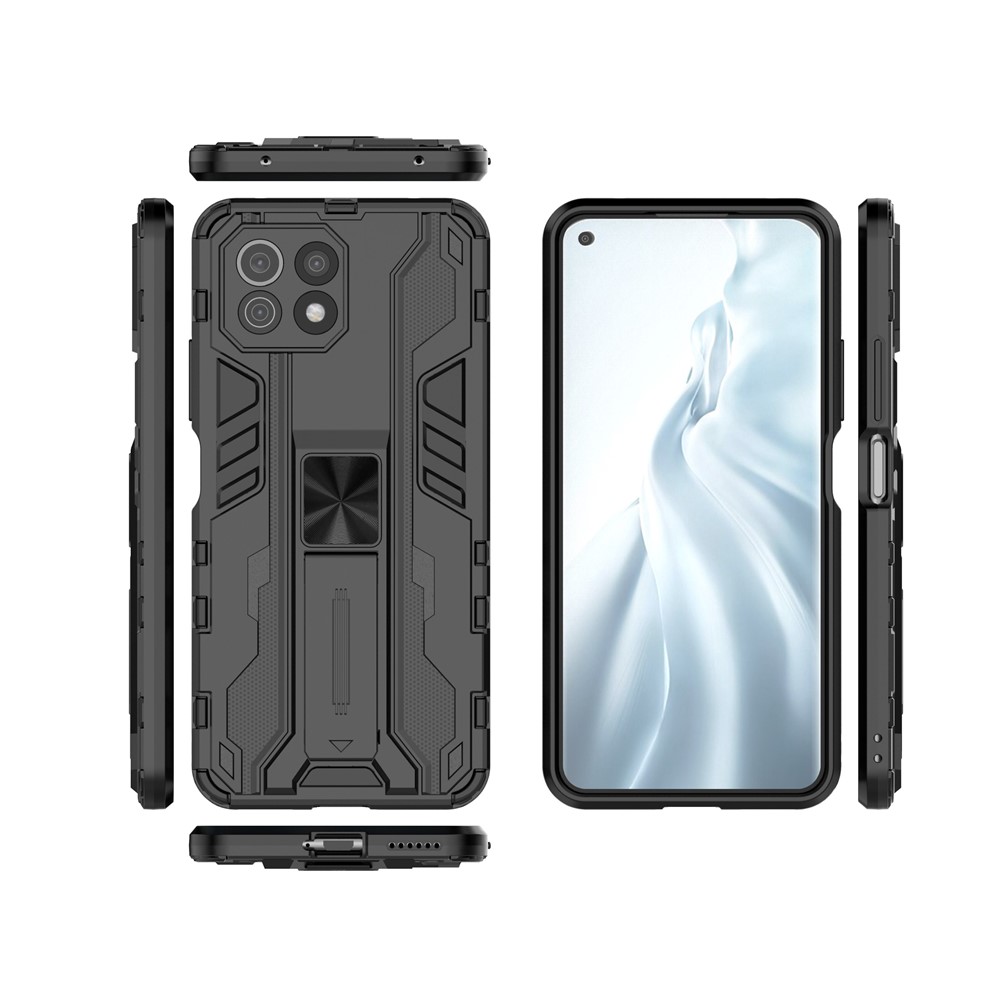 PC + TPU Hybrid Phone Case Shockproof Protective Cover with Kickstand for Xiaomi Mi 11 Lite 4G/5G - Black-2