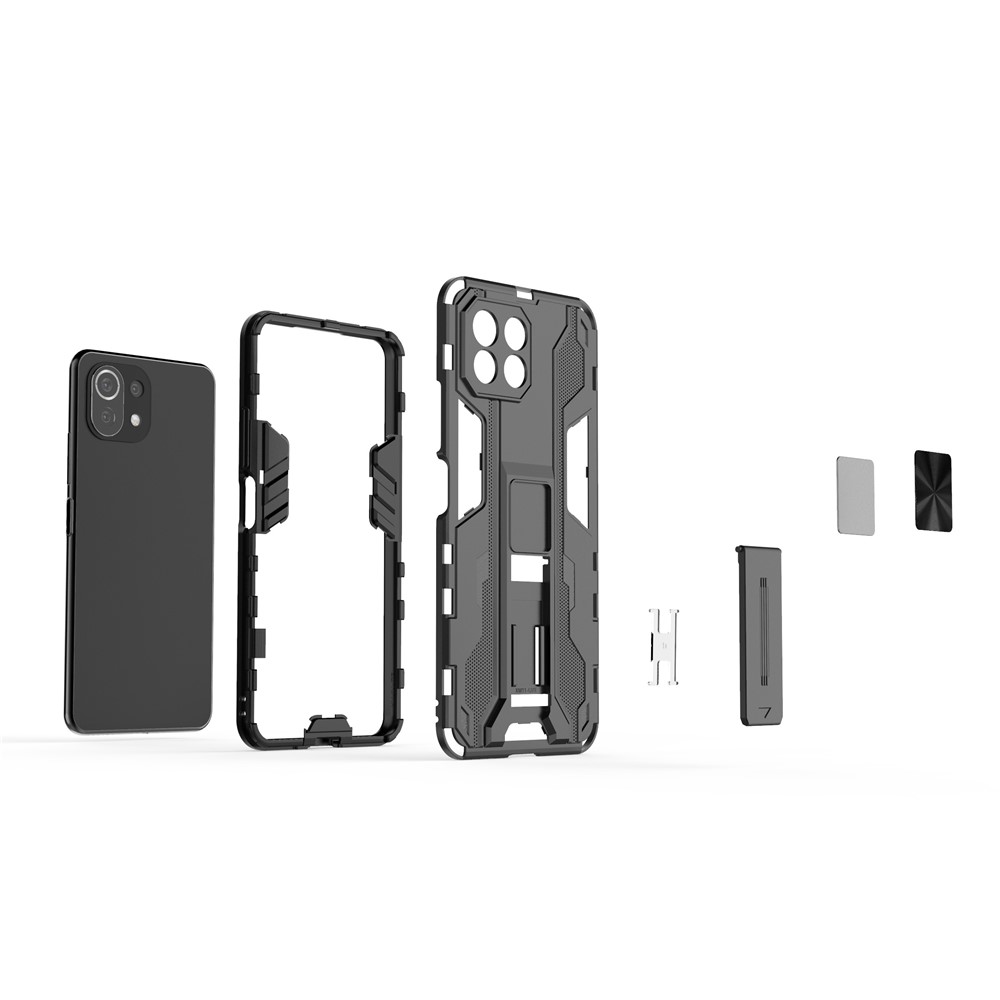 PC + TPU Hybrid Phone Case Shockproof Protective Cover with Kickstand for Xiaomi Mi 11 Lite 4G/5G - Black-9