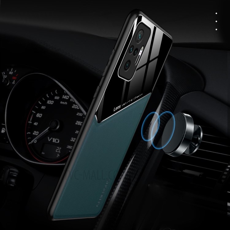 Precise Cut-Out Leather Coated Hybrid Case with Metal Sheet Inside for Xiaomi Redmi Note 10 Pro Max - Green-3