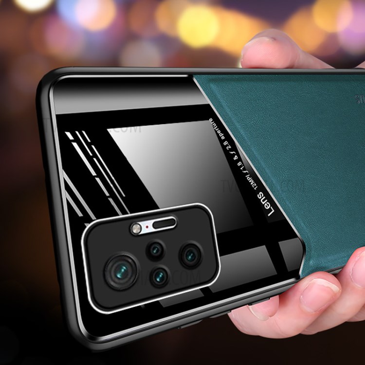 Precise Cut-Out Leather Coated Hybrid Case with Metal Sheet Inside for Xiaomi Redmi Note 10 Pro Max - Green-5