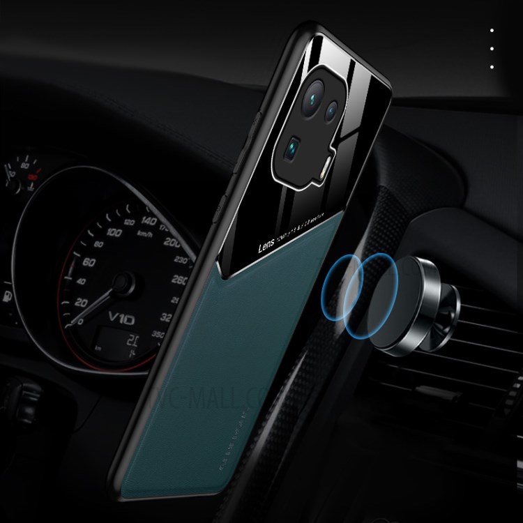 Leather Coated PC + TPU + Glass Splicing Design Case with Precise Cut-Out for Xiaomi Mi 11 Pro - Green-3