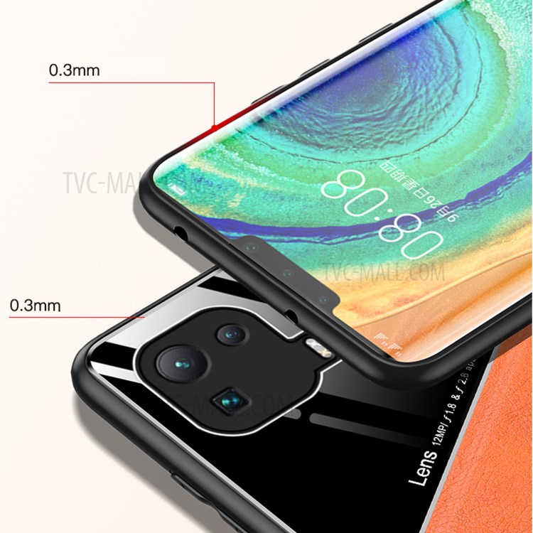 Leather Coated PC + TPU + Glass Splicing Design Case with Precise Cut-Out for Xiaomi Mi 11 Pro - Green-6