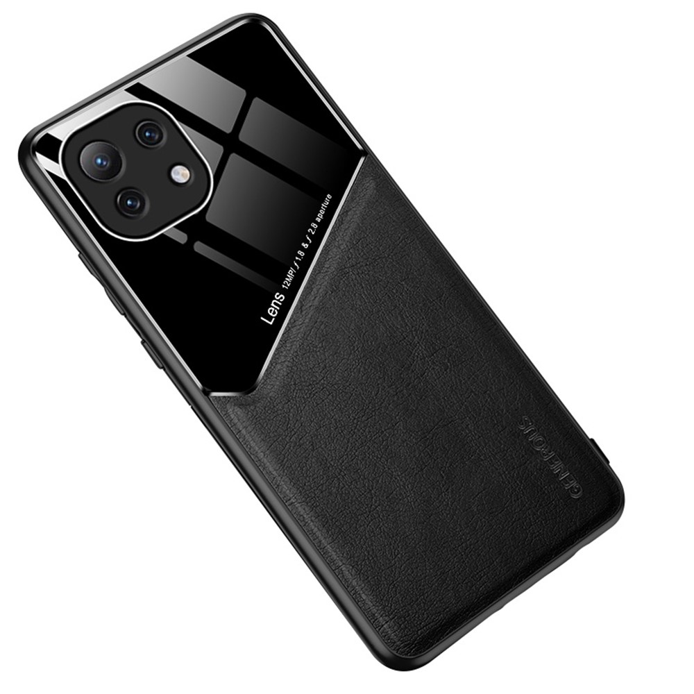 Precise Cut-Out Cover Leather Coated Hybrid Case with Magnetic Metal Sheet Design for Xiaomi Mi 11 Lite 4G/5G - Black-1
