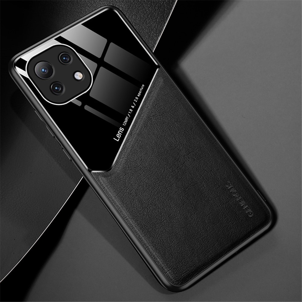 Precise Cut-Out Cover Leather Coated Hybrid Case with Magnetic Metal Sheet Design for Xiaomi Mi 11 Lite 4G/5G - Black-2
