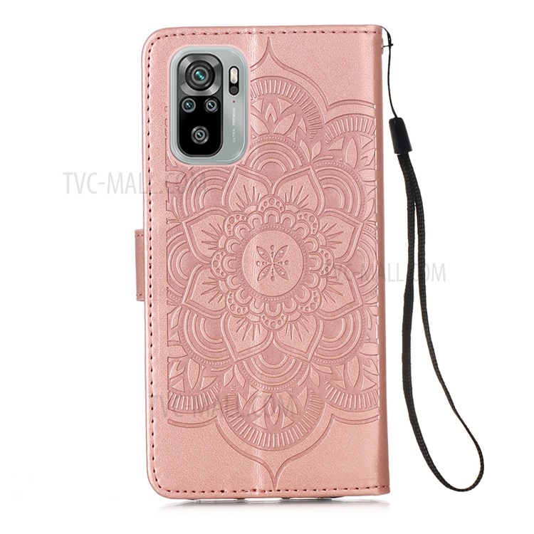 Imprinting Dream Catcher Pattern Design Magnetic Leather Stand Case for Xiaomi Redmi Note 10 4G / Redmi Note 10S - Rose Gold-3