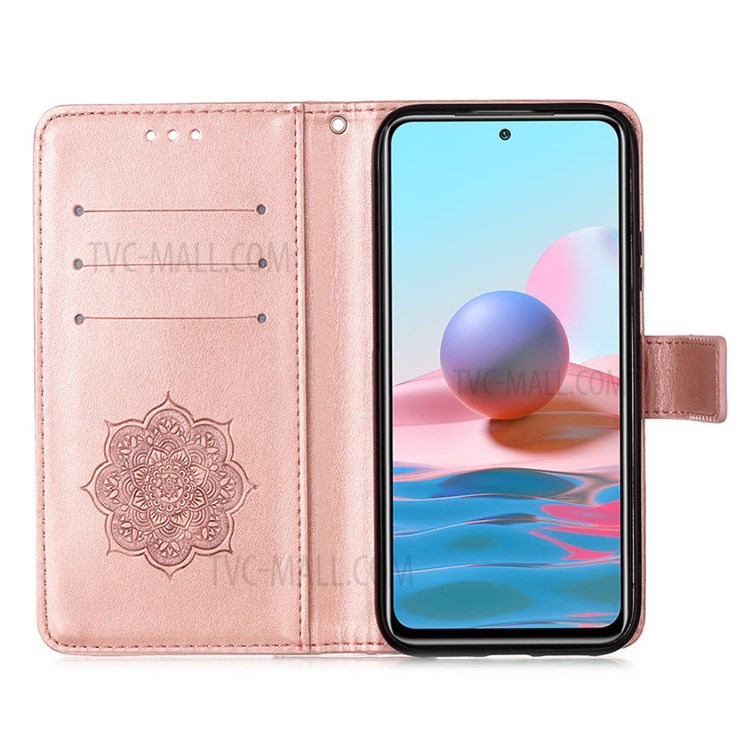 Imprinting Dream Catcher Pattern Design Magnetic Leather Stand Case for Xiaomi Redmi Note 10 4G / Redmi Note 10S - Rose Gold-4
