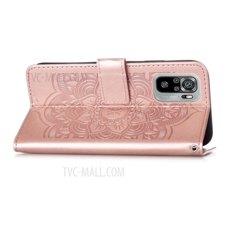 Imprinting Dream Catcher Pattern Design Magnetic Leather Stand Case for Xiaomi Redmi Note 10 4G / Redmi Note 10S - Rose Gold-5