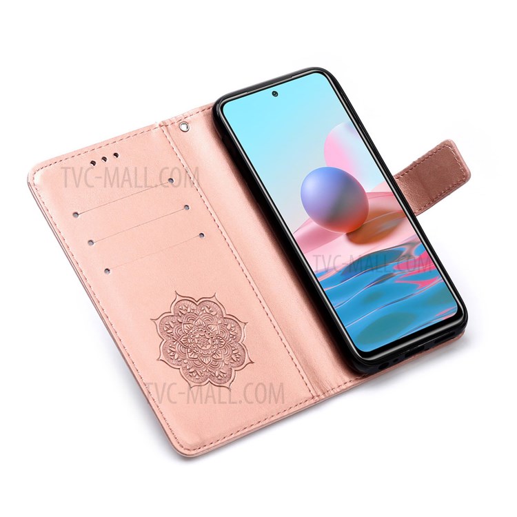 Imprinting Dream Catcher Pattern Design Magnetic Leather Stand Case for Xiaomi Redmi Note 10 4G / Redmi Note 10S - Rose Gold-6