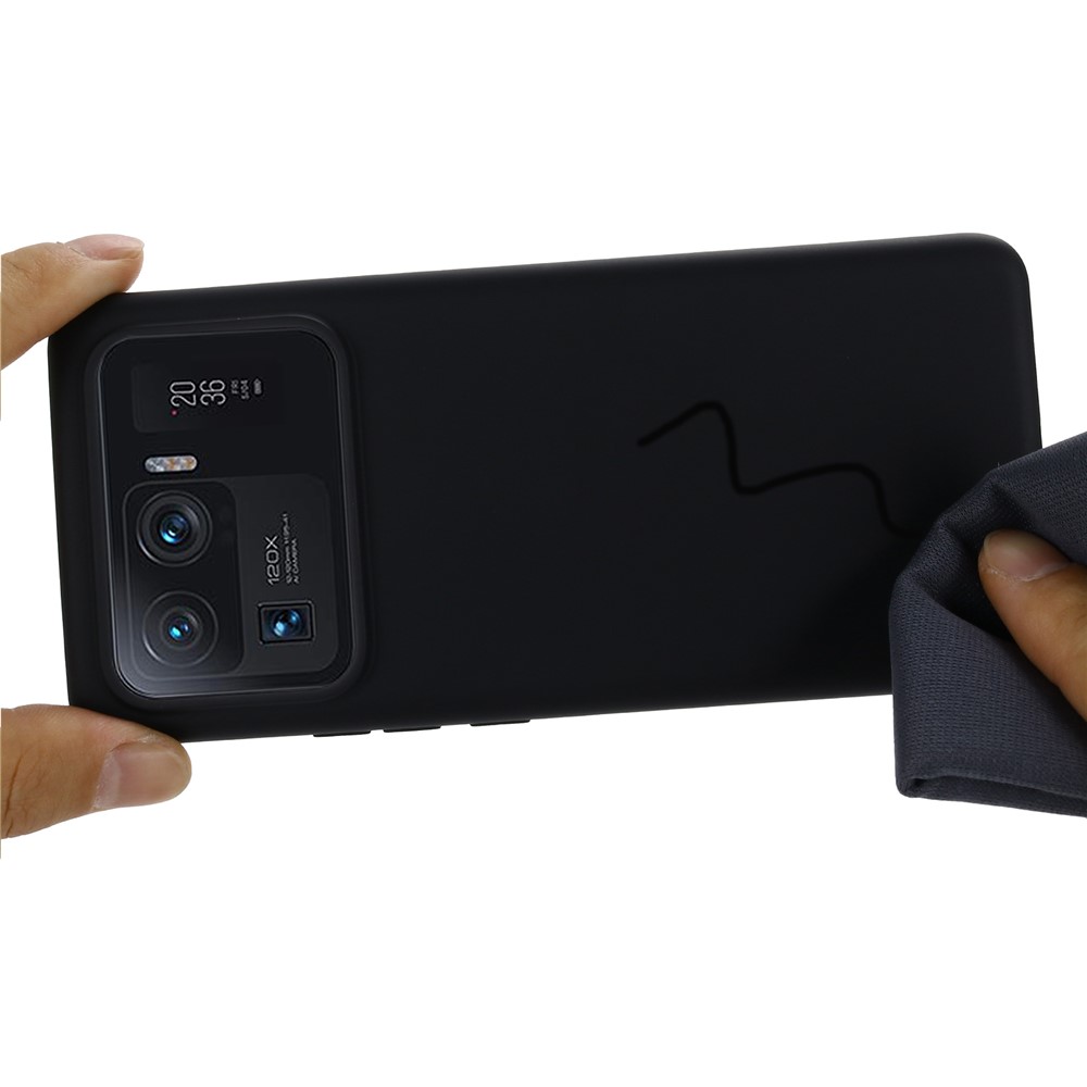 Liquid Silicone Soft Case Protective Shell with Handy Strap for Xiaomi Mi 11 Ultra - Black-5