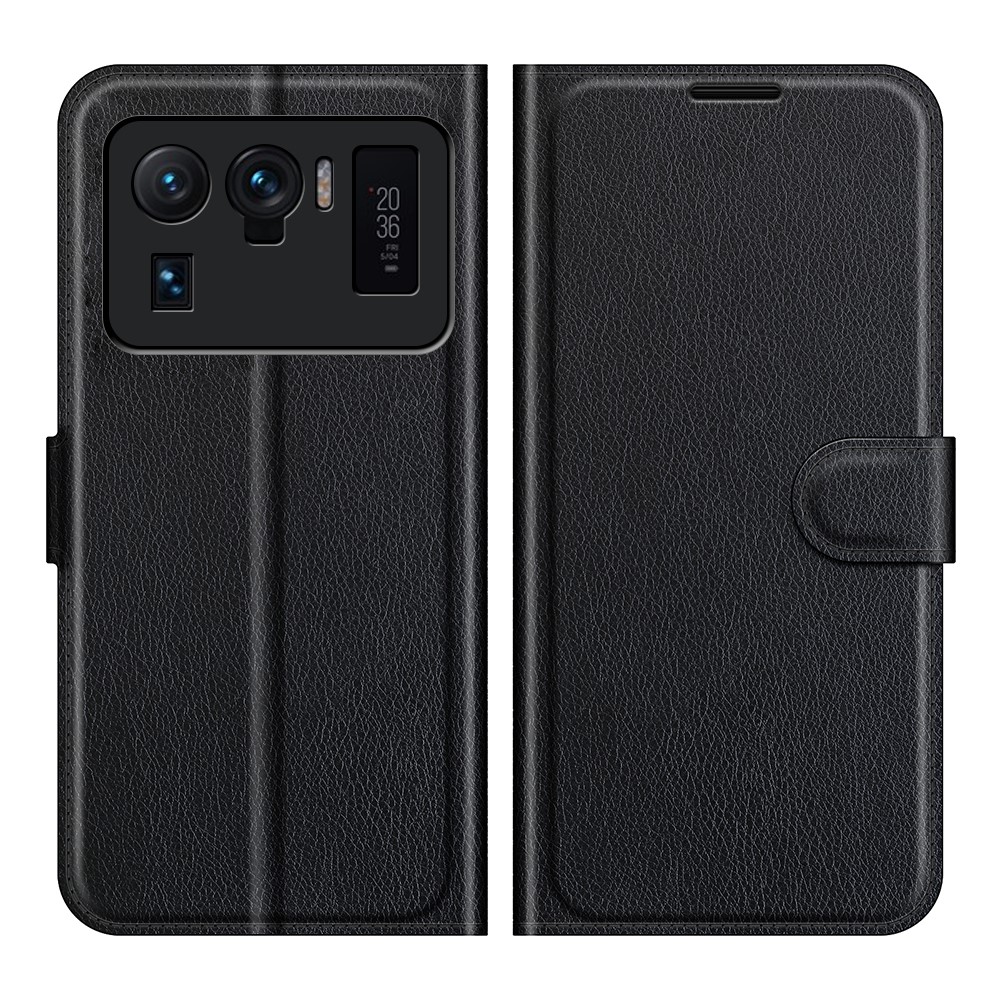 Wallet Design Litchi Texture Leather Phone Case Folio Flip Cover with Stand for Xiaomi Mi 11 Ultra - Black-1