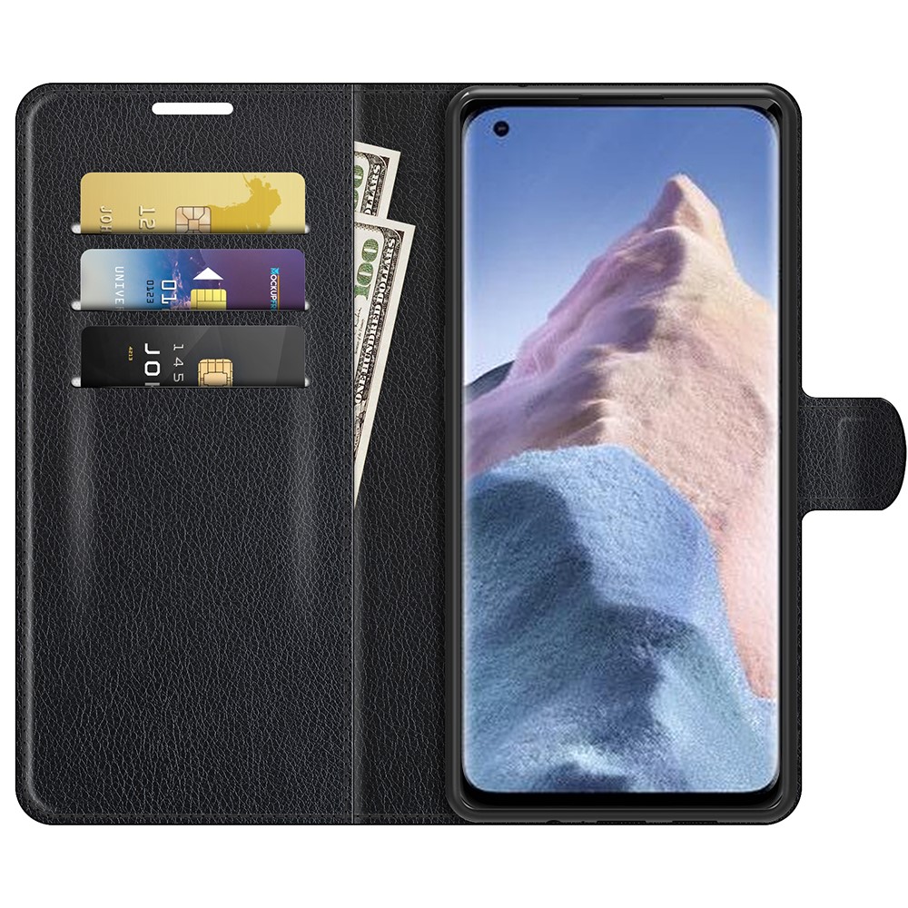 Wallet Design Litchi Texture Leather Phone Case Folio Flip Cover with Stand for Xiaomi Mi 11 Ultra - Black-4