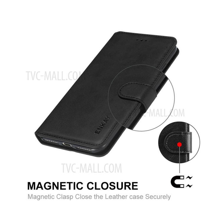 Enkay Hat Prince TPU Frame + pu le Cuir de Téléphone en Cuir Protector Portefeuille Stand Couvercle Pour Xiaomi Redmi Note 10 Pro Max / Redmi Note 10 Pro - le Noir-6