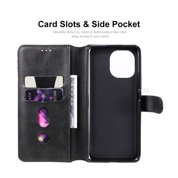 ENKAY PU Leather + TPU Protector Wallet Phone Case for Xiaomi Mi 11 - Black-4