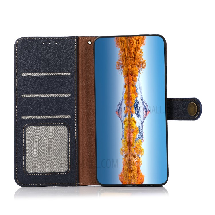 KHAZNEH Genuine Leather Phone Shell Case with RFID Anti-theft Swiping Design for Xiaomi Mi 11 Ultra - Dark Blue-3