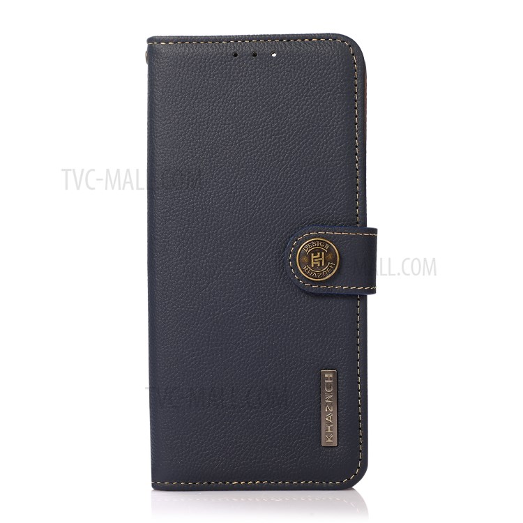 KHAZNEH Genuine Leather Phone Shell Case with RFID Anti-theft Swiping Design for Xiaomi Mi 11 Ultra - Dark Blue-6