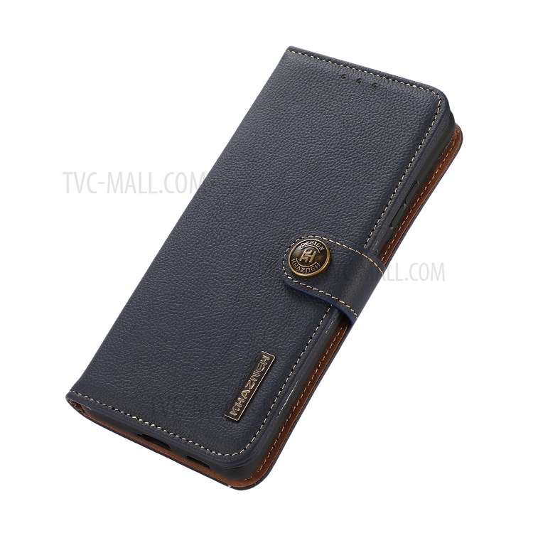 KHAZNEH Genuine Leather Phone Shell Case with RFID Anti-theft Swiping Design for Xiaomi Mi 11 Ultra - Dark Blue-7