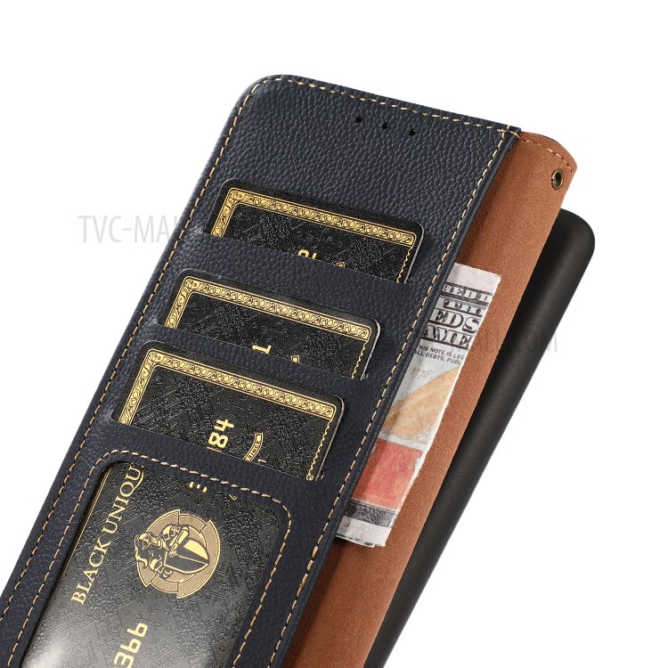 KHAZNEH Genuine Leather Phone Shell Case with RFID Anti-theft Swiping Design for Xiaomi Mi 11 Ultra - Dark Blue-8