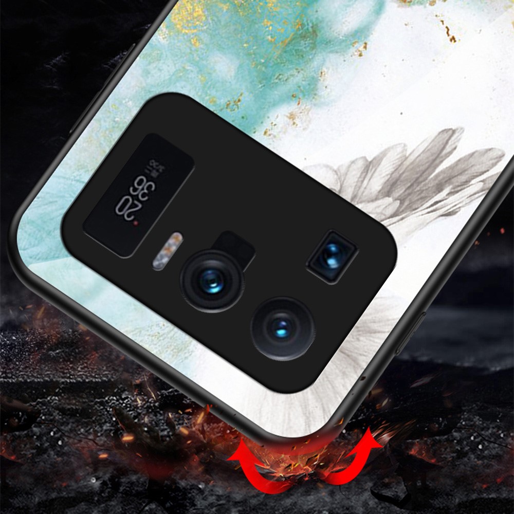 Anti-Scratch Well-Protected Marbling Pattern Design Tempered Glass Cell Phone Cover for Xiaomi Mi 11 Ultra - Emerald Marble-7
