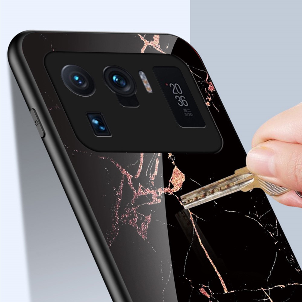Anti-Scratch Well-Protected Marbling Pattern Design Tempered Glass Cell Phone Cover for Xiaomi Mi 11 Ultra - Emerald Marble-8