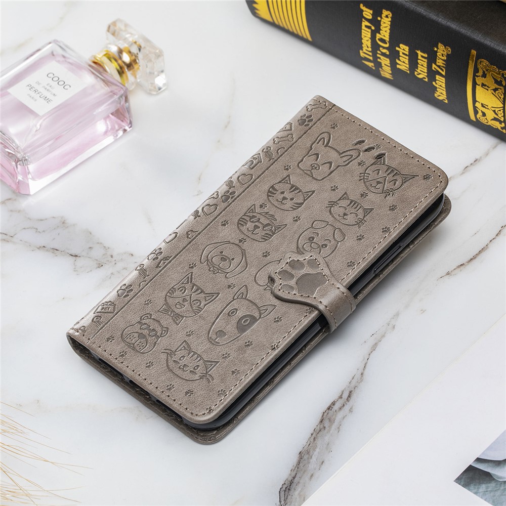 Imprinting Cat Dog Pattern Design Magnetic Leather Stand Case for Xiaomi Redmi Note 10 5G / Poco M3 Pro 5G / Poco M3 Pro 4G - Grey-2